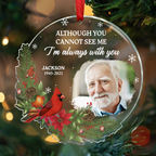 Individuelles Weihnachtsornament mit Foto „Auch wenn du mich nicht sehen kannst“ – Persönlich gestalteter Acryl-Anhänger