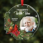 Individuelles Weihnachtsornament mit Foto „Auch wenn du mich nicht sehen kannst“ – Persönlich gestalteter Acryl-Anhänger