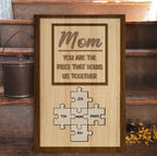 Mom Puzzle Sign Customized Gift For Mother's Day -  Personalized 2-Layered Wooden Plaque