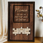 Mom Puzzle Sign Customized Gift For Mother's Day -  Personalized 2-Layered Wooden Plaque