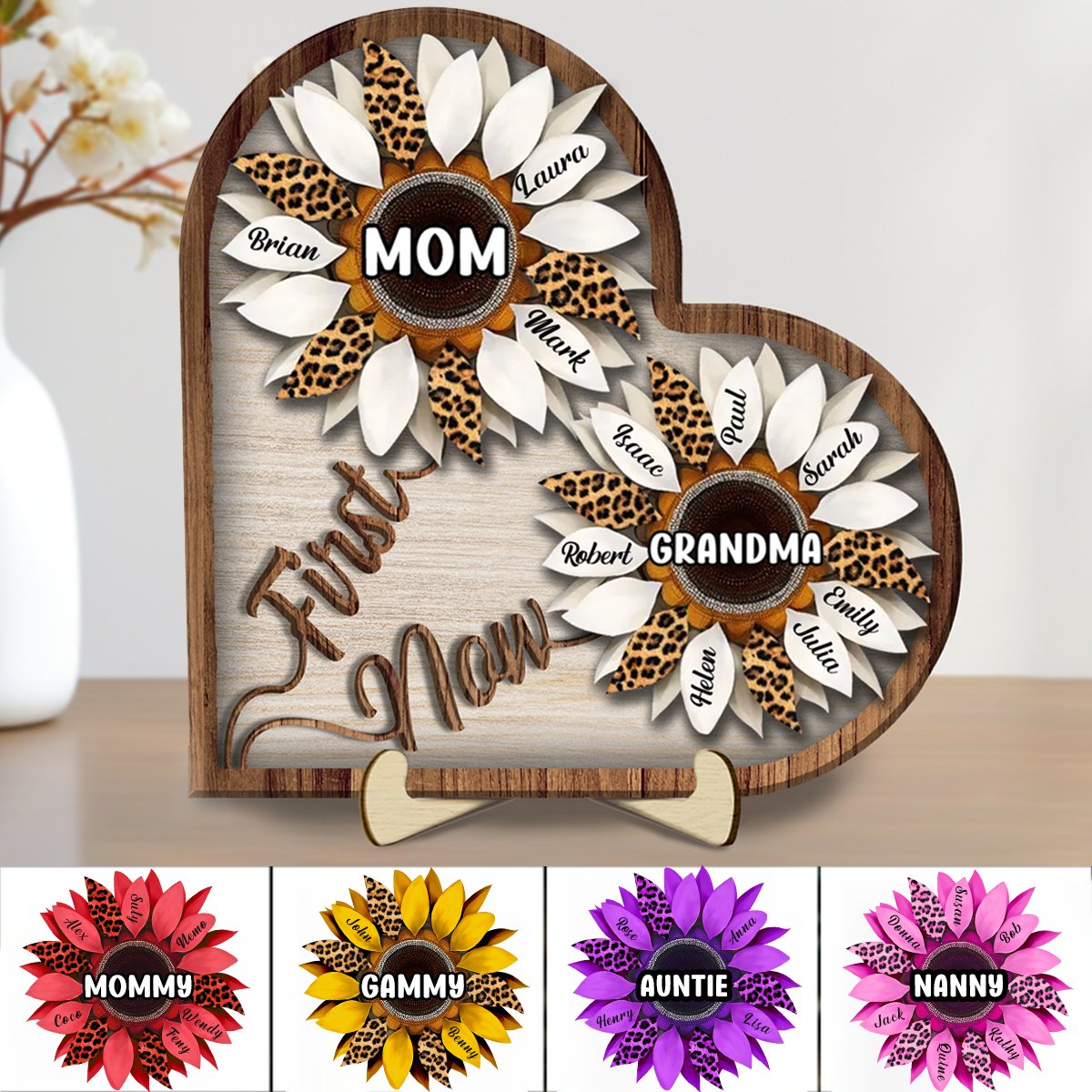 Mother - First Mom Now Grandma -  Personalized  Wooden Plaque