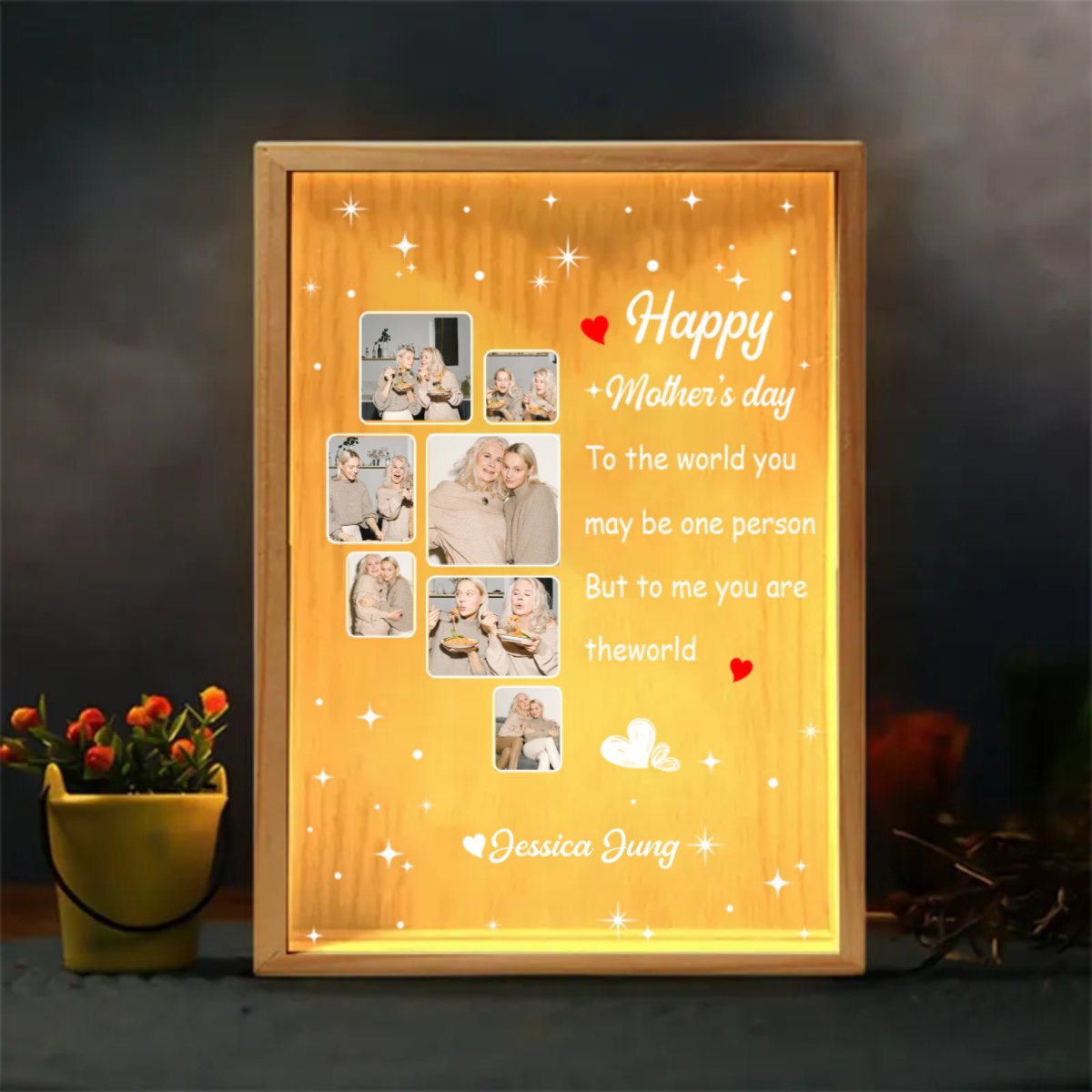 Mother - Happy Mother's Day To Me You Are The World - Personalized Frame Light Box (TL)