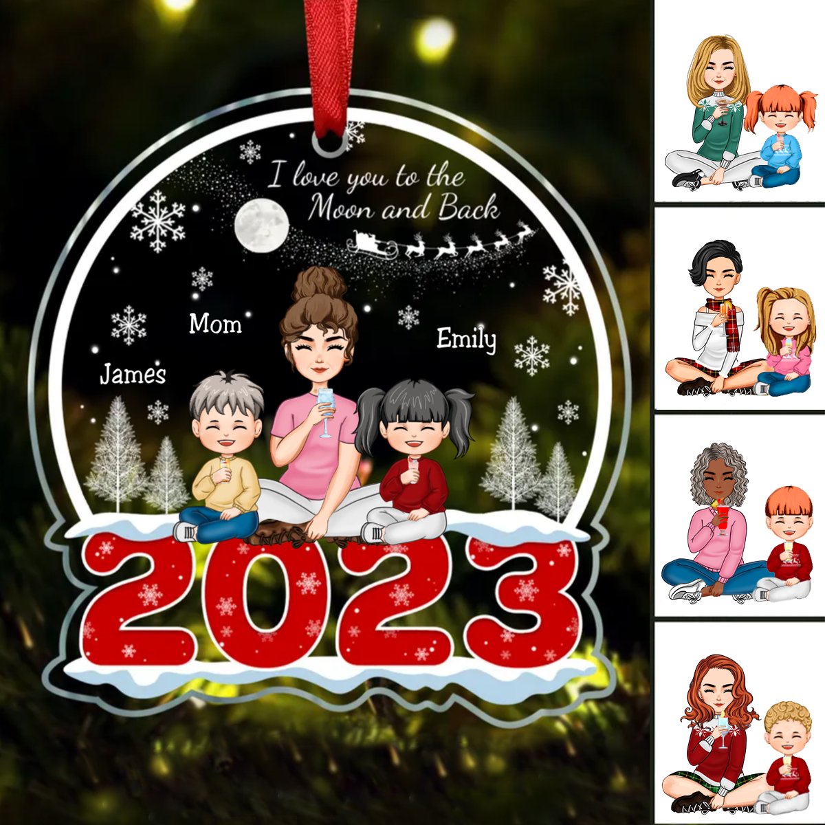 Mother - I Love You To The Moon And Back - Personalized Acrylic Ornament