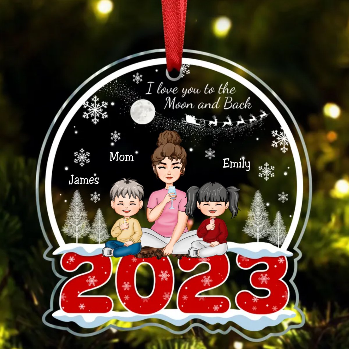 Mother - I Love You To The Moon And Back - Personalized Acrylic Ornament