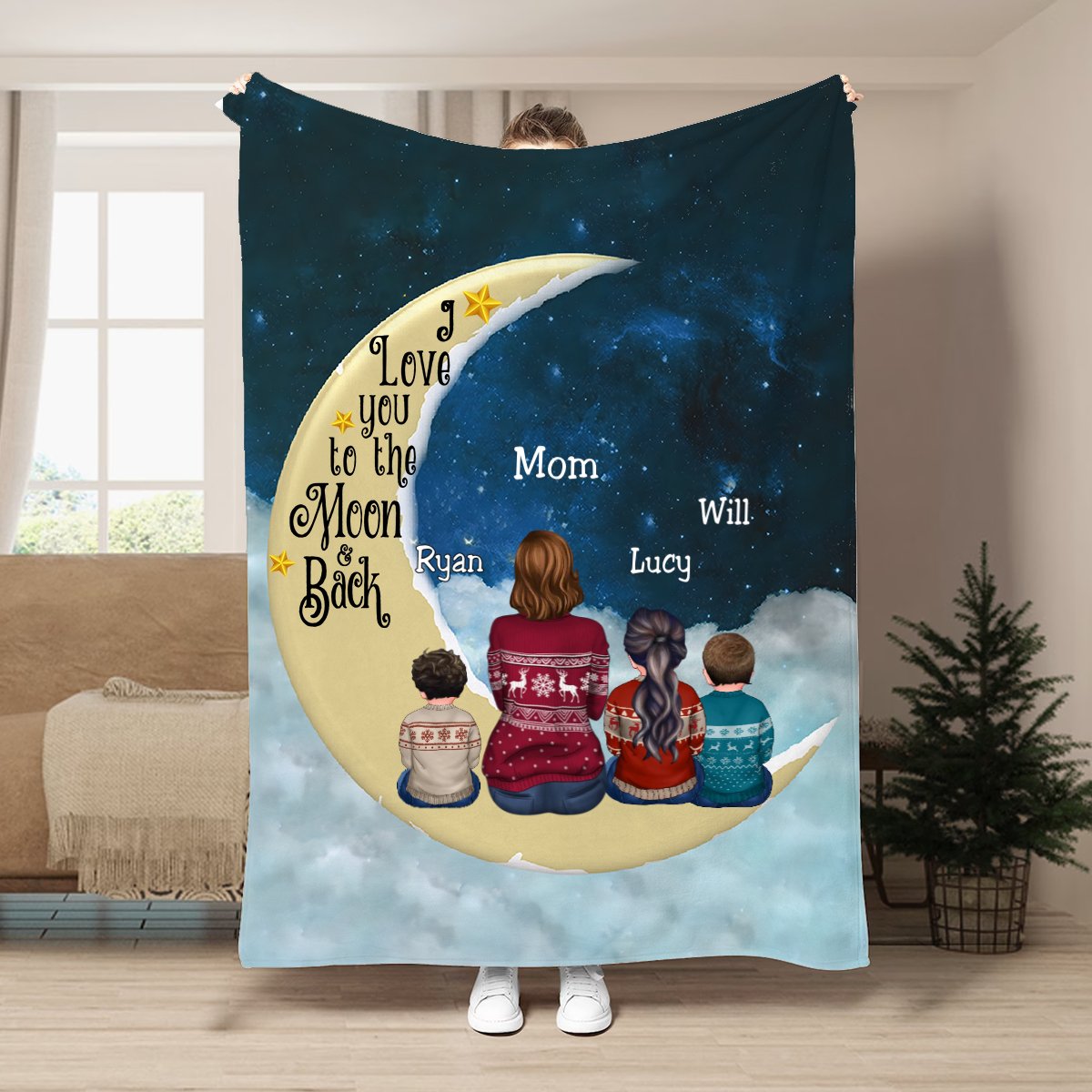 Mother - I Love You To The Moon And Back - Personalized Blanket (M1)