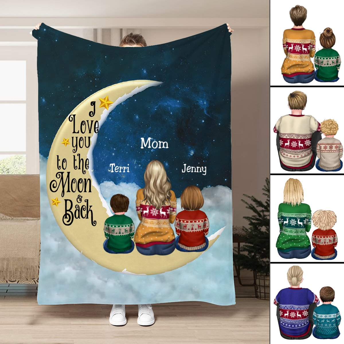 Mother - I Love You To The Moon And Back - Personalized Blanket (M1)