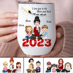 Mother - I Love You To The Moon And Back - Personalized Wine Tumbler (NV)