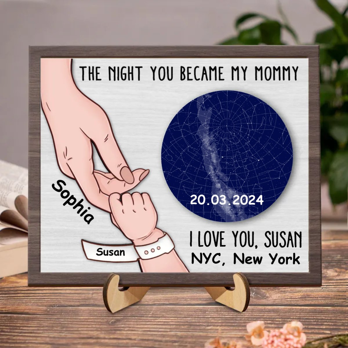 Mother - The Night You Became My Mommy -  Personalized 2-Layered Wooden Plaque (HJ)