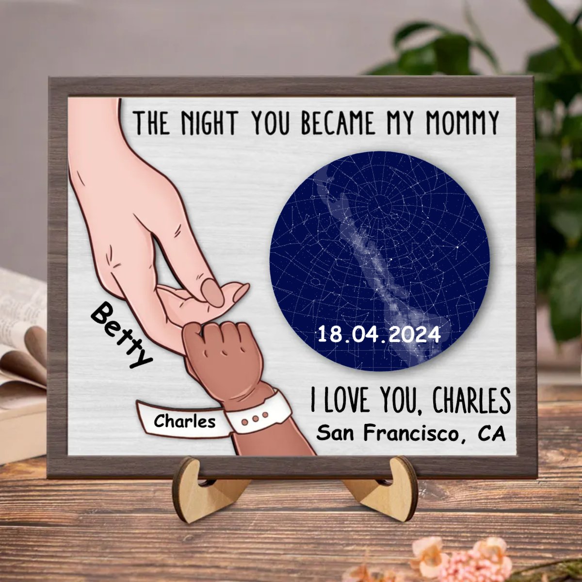 Mother - The Night You Became My Mommy -  Personalized 2-Layered Wooden Plaque (HJ)