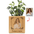 Fête des Mères - Pots de fleurs gravés avec photo et texte personnalisés - Jardinière en bois personnalisée