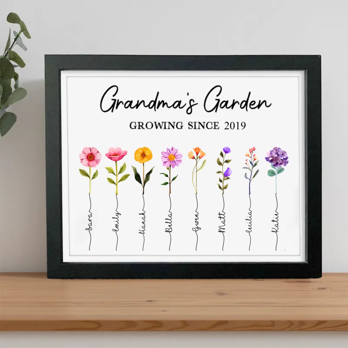 Mother's Day - Happy Mother's Day Grandma's Garden Family Picture Frame - Personalized Gift