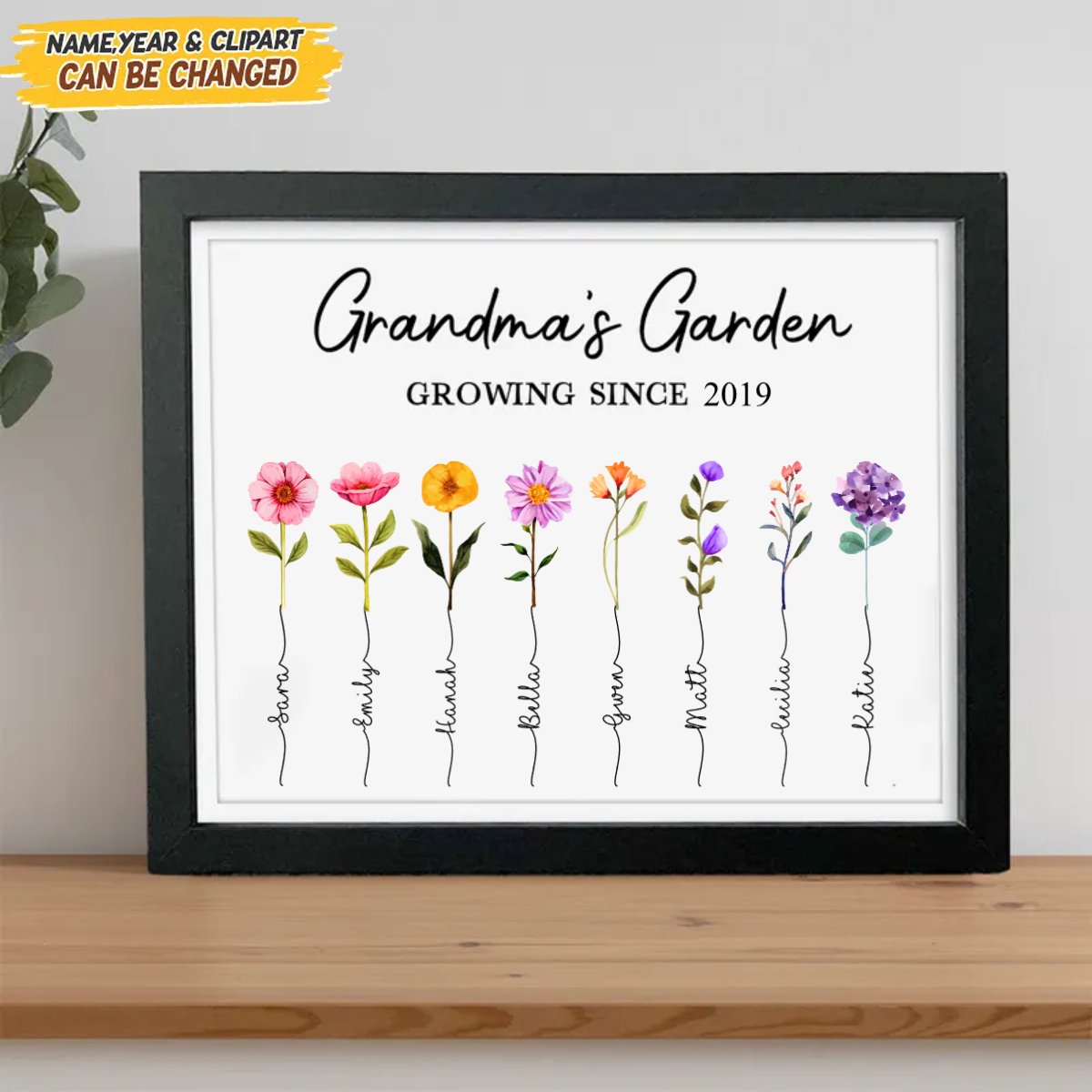 Mother's Day - Happy Mother's Day Grandma's Garden Family Picture Frame - Personalized Gift