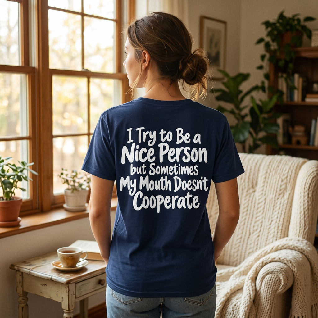 I Try to Be a Nice Person Funny Graphic T-Shirt