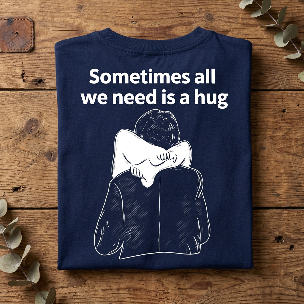 Navy Sometimes All We Need Is a Hug graphic T-shirt