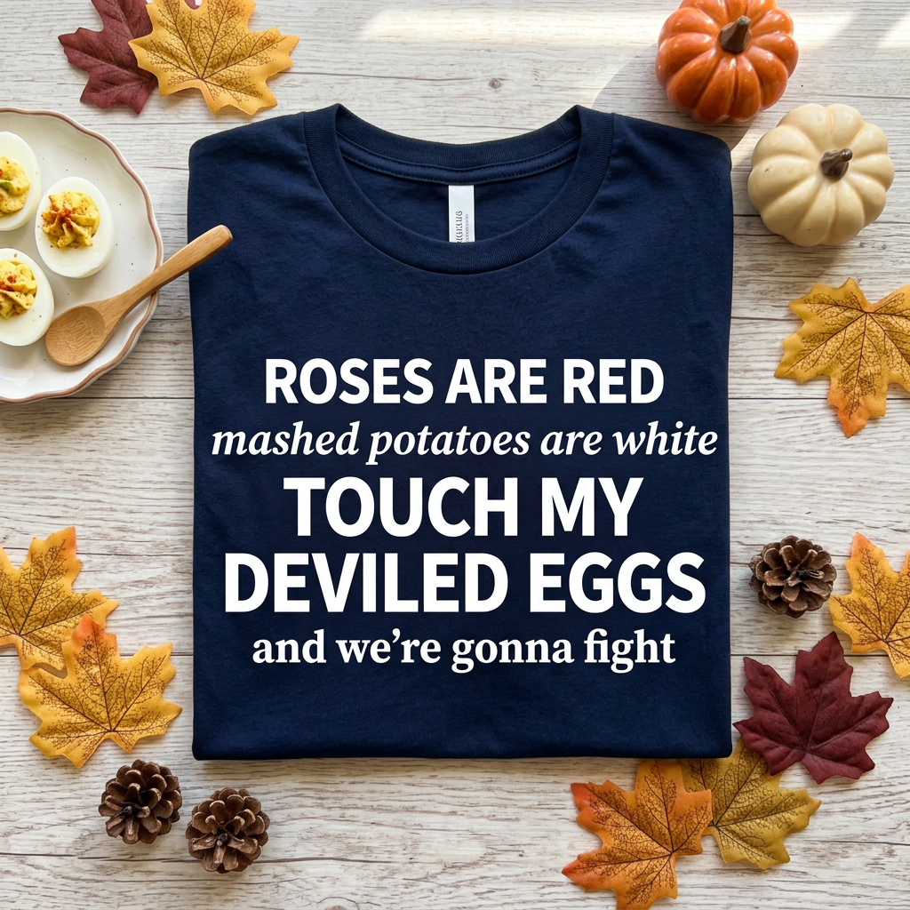 Touch My Deviled Eggs Funny Thanksgiving T-Shirt