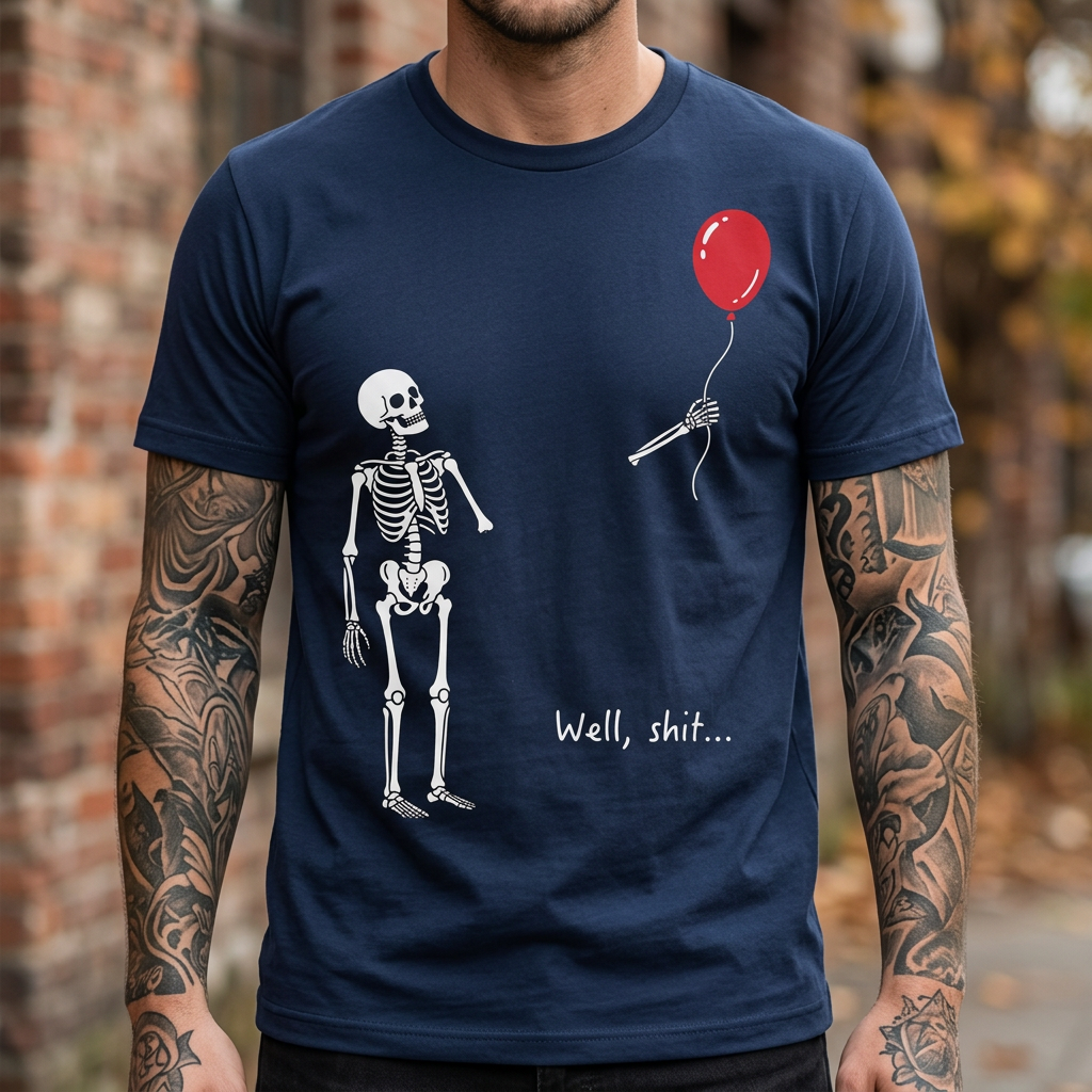 Well, Shit... | Funny Skeleton Halloween T-Shirt