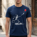 Funny Skeleton T-Shirt – "Well, Shit..." Floating Arm Red Balloon Tee