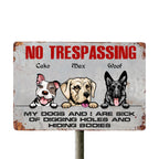 Propriété privée : mes chiens et moi en avons assez de creuser des trous et de cacher des corps - Plaque en métal personnalisée