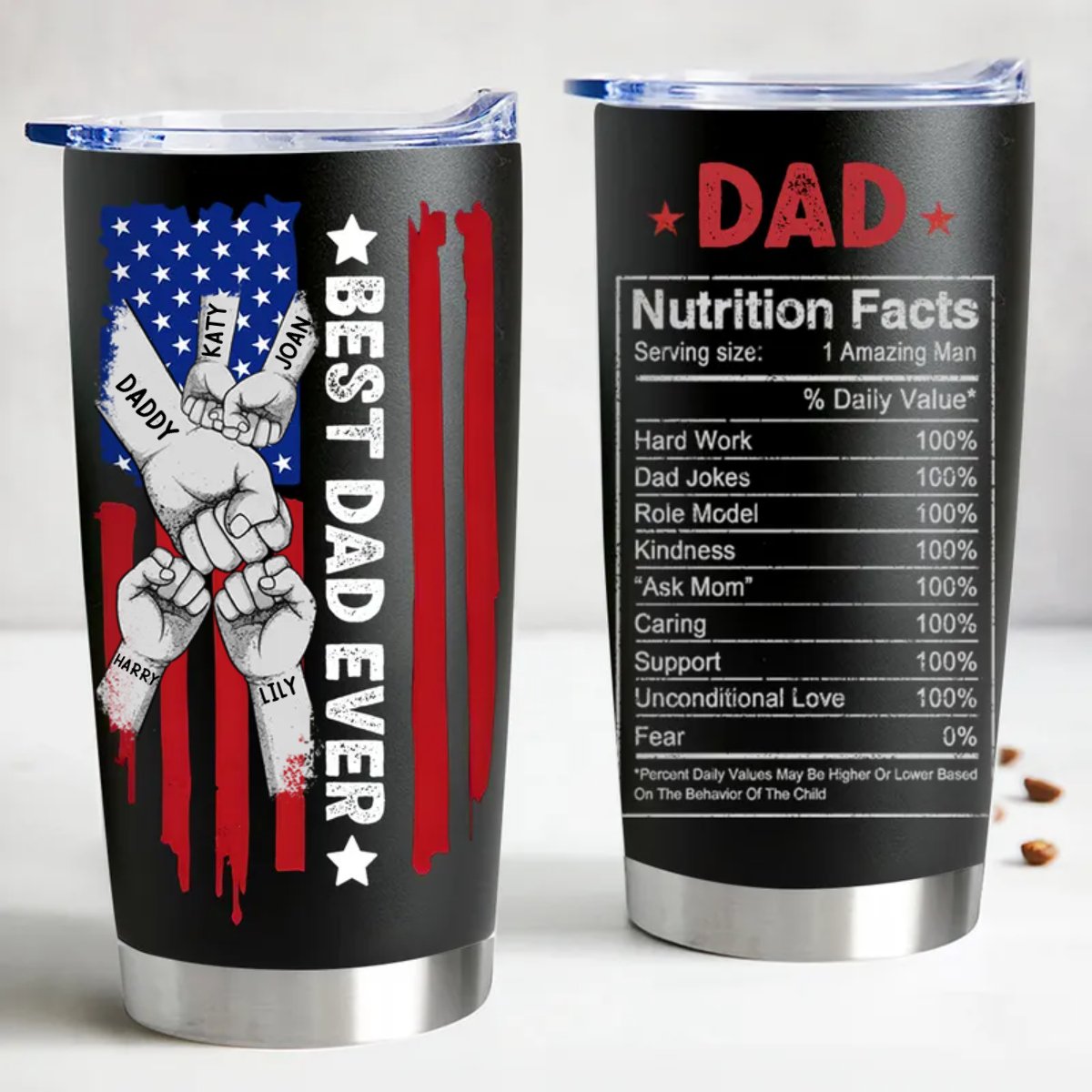 Personalized 20oz Stainless Steel Tumbler for the Best Dad Ever - Keeps Drinks Hot/Cold, Leak-Proof & Cup Holder Friendly