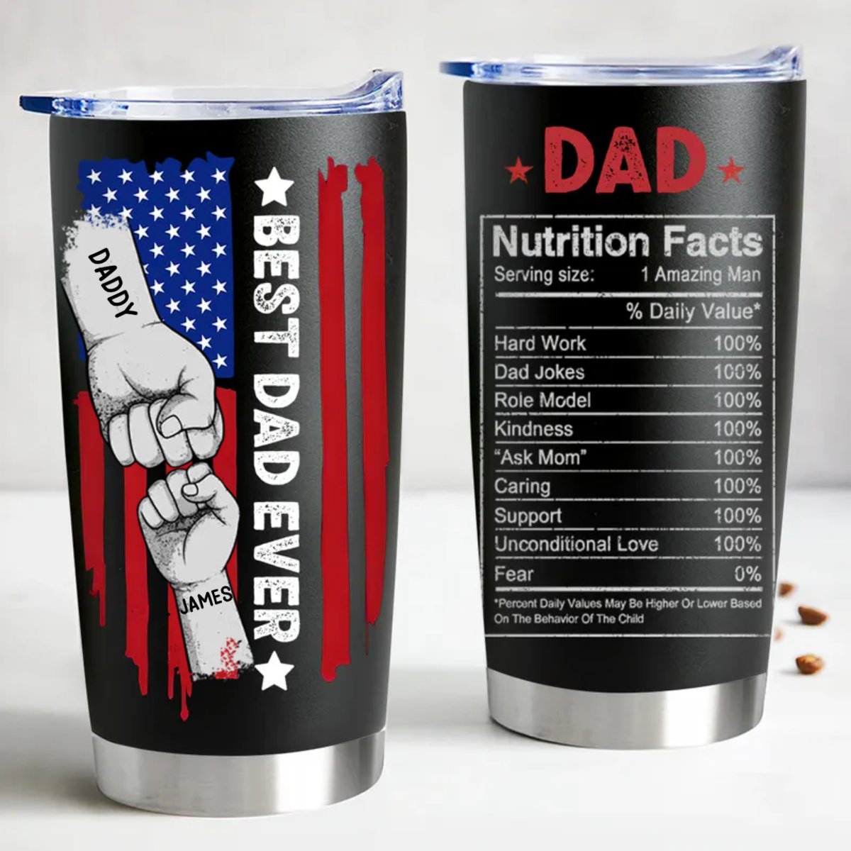 Personalized 20oz Stainless Steel Tumbler for the Best Dad Ever - Keeps Drinks Hot/Cold, Leak-Proof & Cup Holder Friendly
