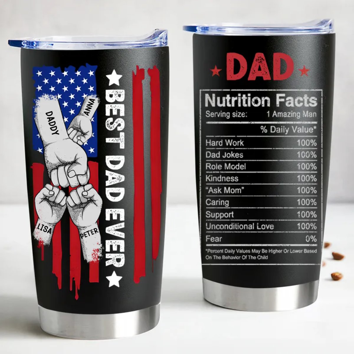 Personalized 20oz Stainless Steel Tumbler for the Best Dad Ever - Keeps Drinks Hot/Cold, Leak-Proof & Cup Holder Friendly