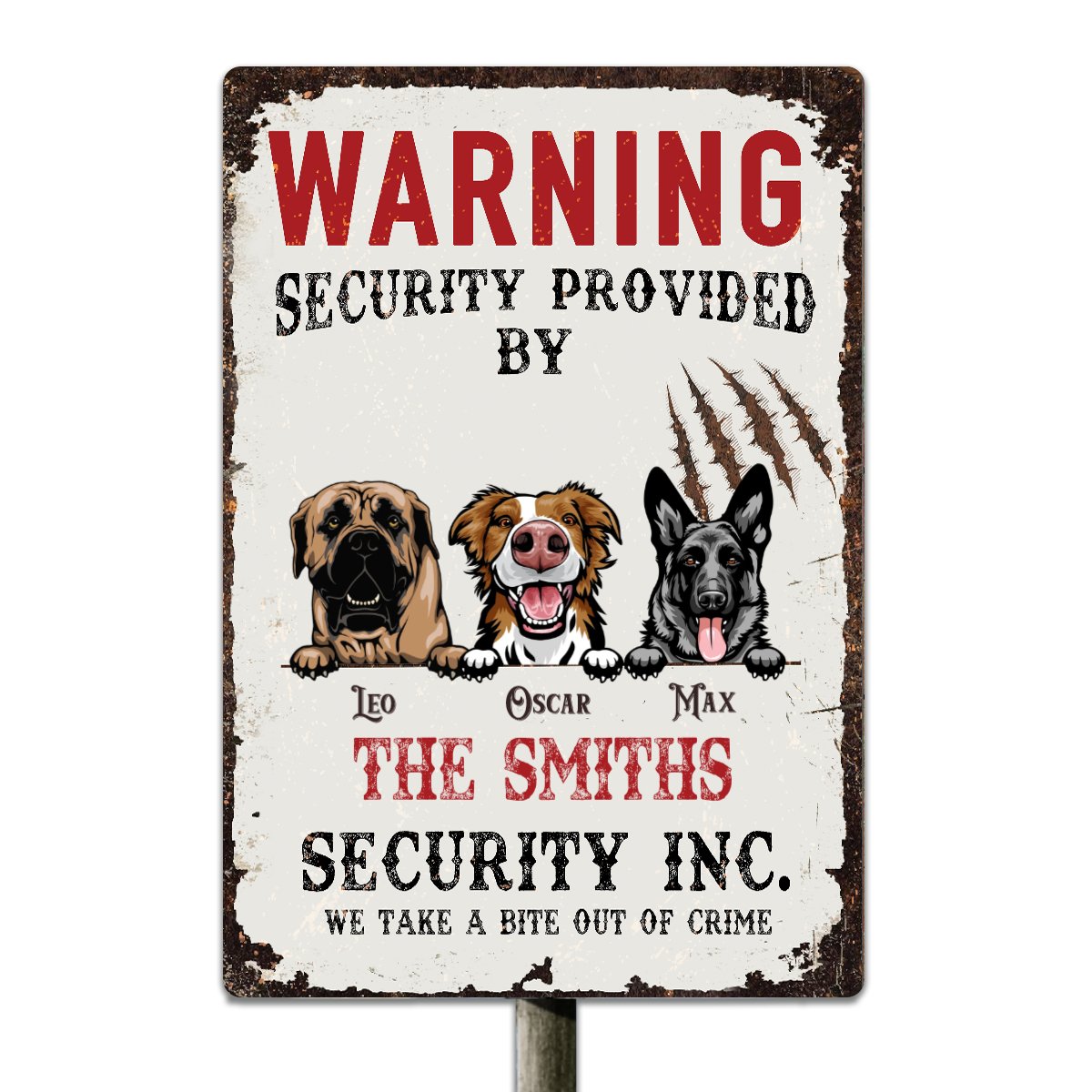 Personalized Custom Warning Board Dogs Metal Sign