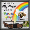 Tierliebhaber – Individuelles Foto: Ein Teil meines Herzens ist an der Regenbogenbrücke – Personalisierbares Gedenkschild für Haustiere, Halsbandrahmen