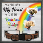 Tierliebhaber – Individuelles Foto: Ein Teil meines Herzens ist an der Regenbogenbrücke – Personalisierbares Gedenkschild für Haustiere, Halsbandrahmen