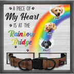 Tierliebhaber – Individuelles Foto: Ein Teil meines Herzens ist an der Regenbogenbrücke – Personalisierbares Gedenkschild für Haustiere, Halsbandrahmen