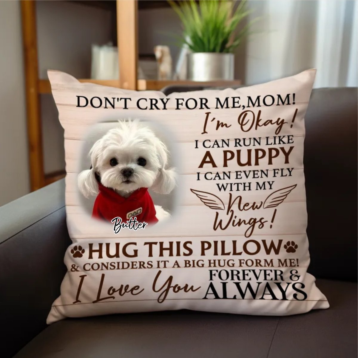 Pet Lovers - Custom Photo Don't Cry For Me I'm Okay  - Personalized Pillow