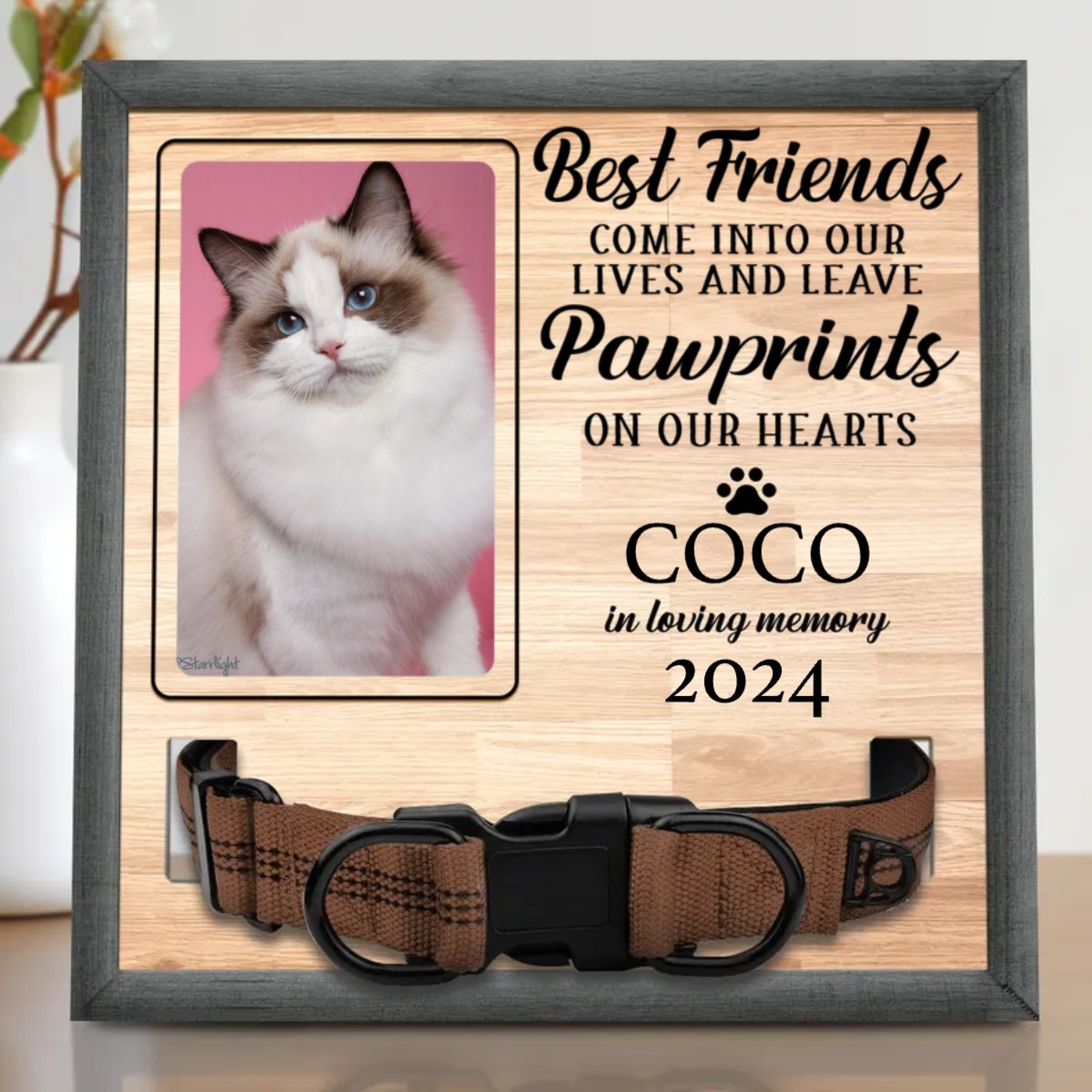 Custom Photo My Hardest Goodbye - Memorial, Sympathy Gift For Dog Owners, Cat Lovers - Personalized Pet Loss Sign, Collar Frame