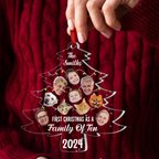 Custom Photo First Christmas As A Family - Personalized Custom Shaped Acrylic Ornament