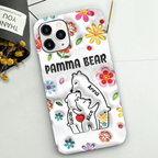 Mama Bear Floral Style - Birthday, Loving Gift For Mom, Mother, Grandma, Grandmother - 3D Inflated Effect Printed, Personalized Clear Phone Case