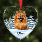 Ornement commémoratif personnalisé en forme de cœur en acrylique avec photo de votre animal (chien ou chat)