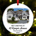 Custom Photo First Christmas At New Home Couple Family - Personalized Circle Ornament
