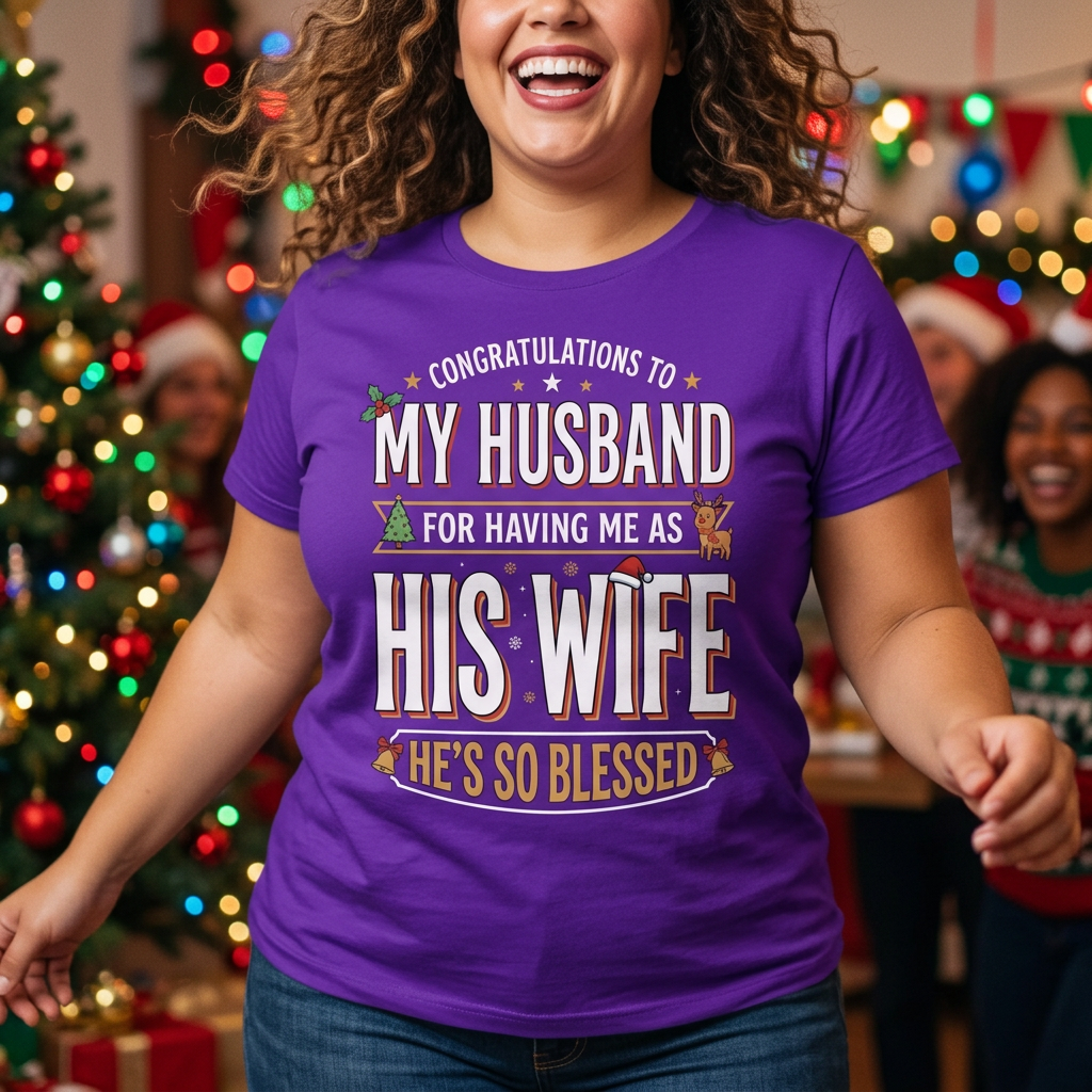 Funny Wife Christmas Shirt – Congratulations to My Husband
