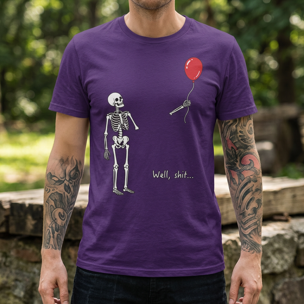Well, Shit... | Funny Skeleton Halloween T-Shirt