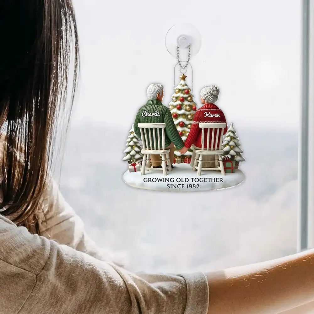 3D Effect Couple Growing Old Together - Personalized Acrylic Ornament - Anniversary Gift For Him, Gift For Her