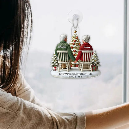 3D Effect Couple Growing Old Together - Personalized Acrylic Ornament - Anniversary Gift For Him, Gift For Her