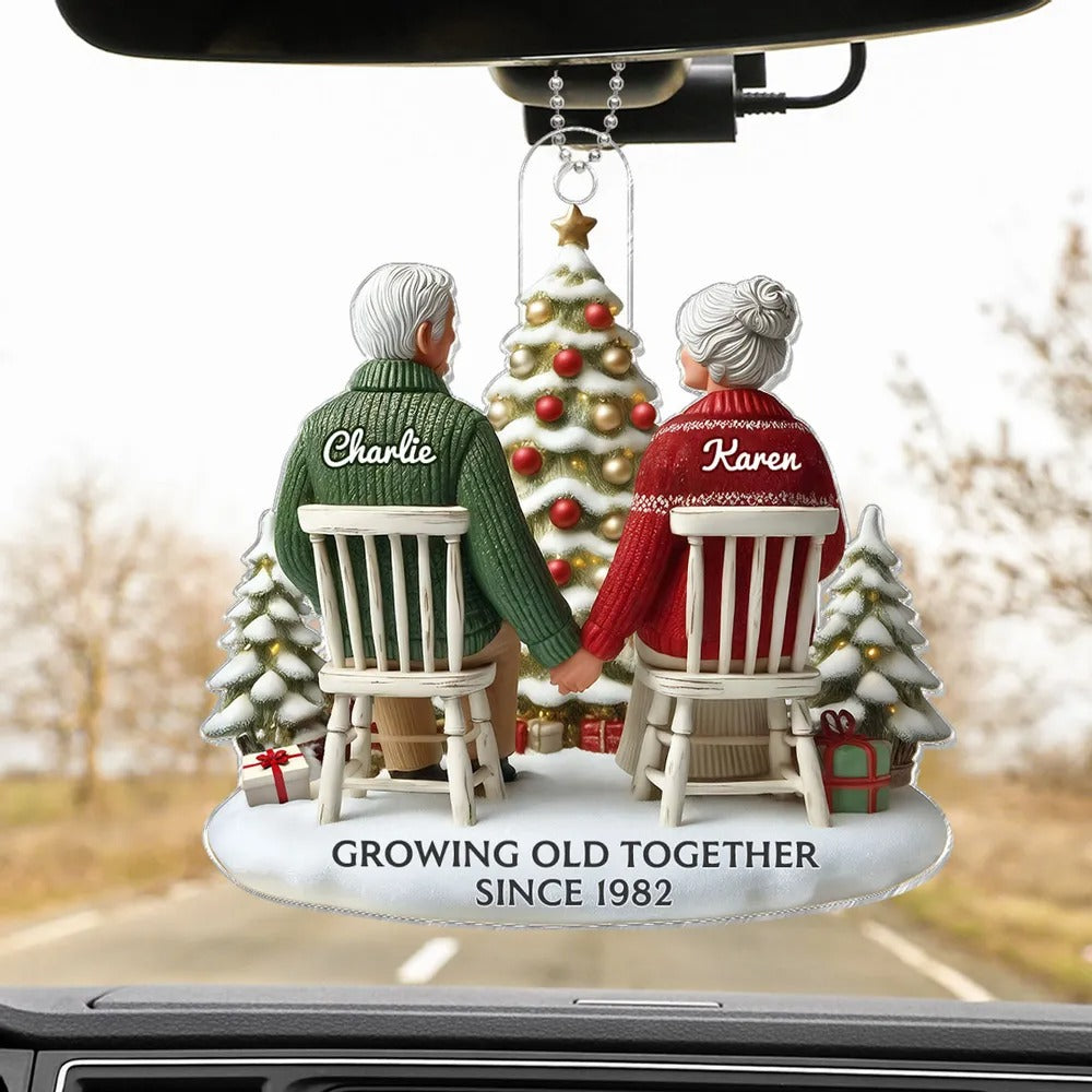 3D Effect Couple Growing Old Together - Personalized Acrylic Ornament - Anniversary Gift For Him, Gift For Her