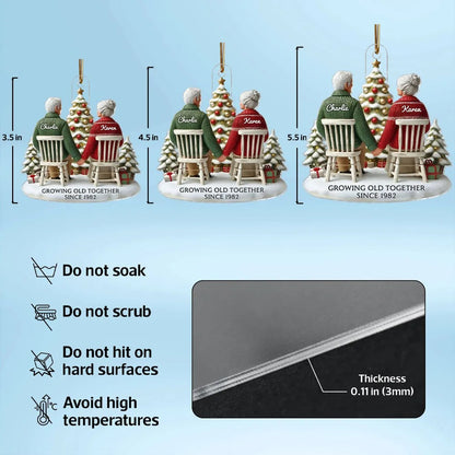 3D Effect Couple Growing Old Together - Personalized Acrylic Ornament - Anniversary Gift For Him, Gift For Her