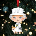 Queen Elizabeth II with Corgi - Christmas Ornament - QEL5