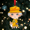 Queen Elizabeth II with Corgi - Christmas Ornament - QEL6