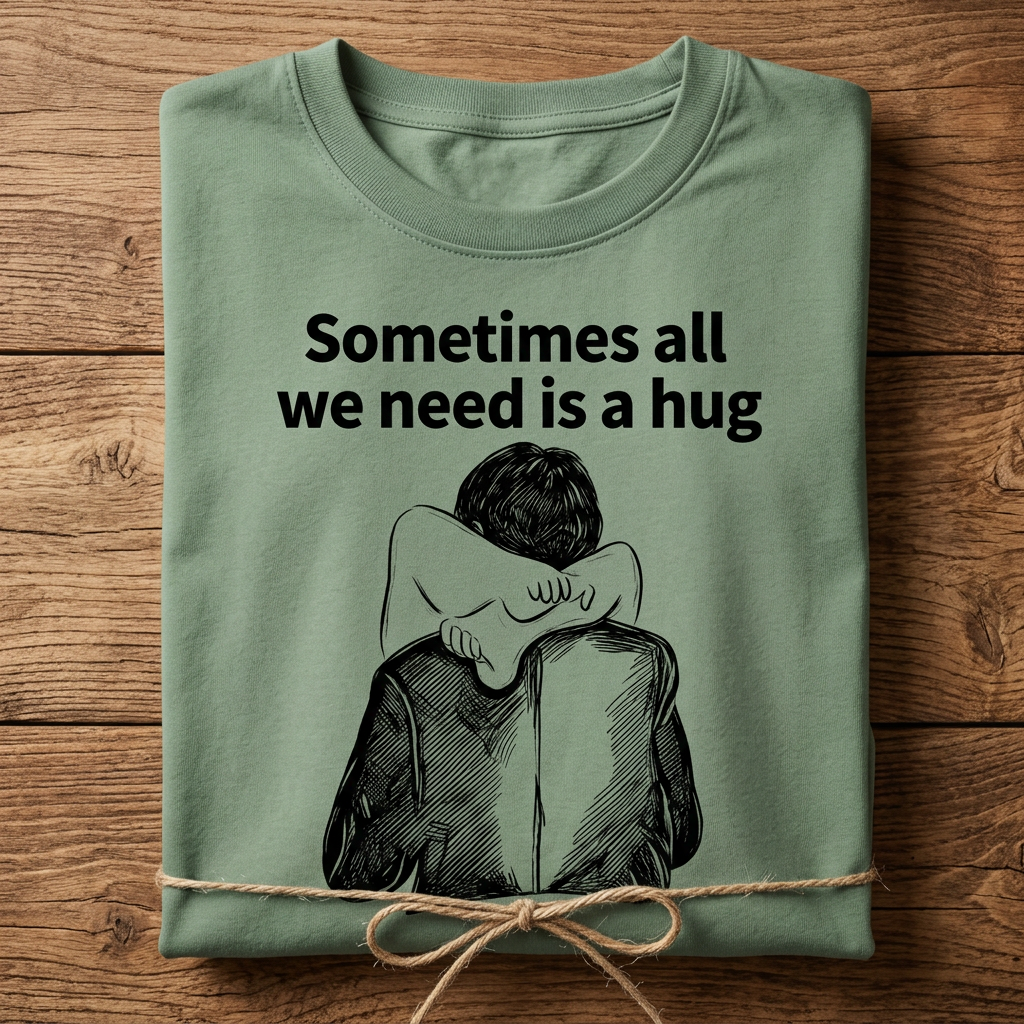 Sage green Sometimes All We Need Is a Hug graphic T-shirt