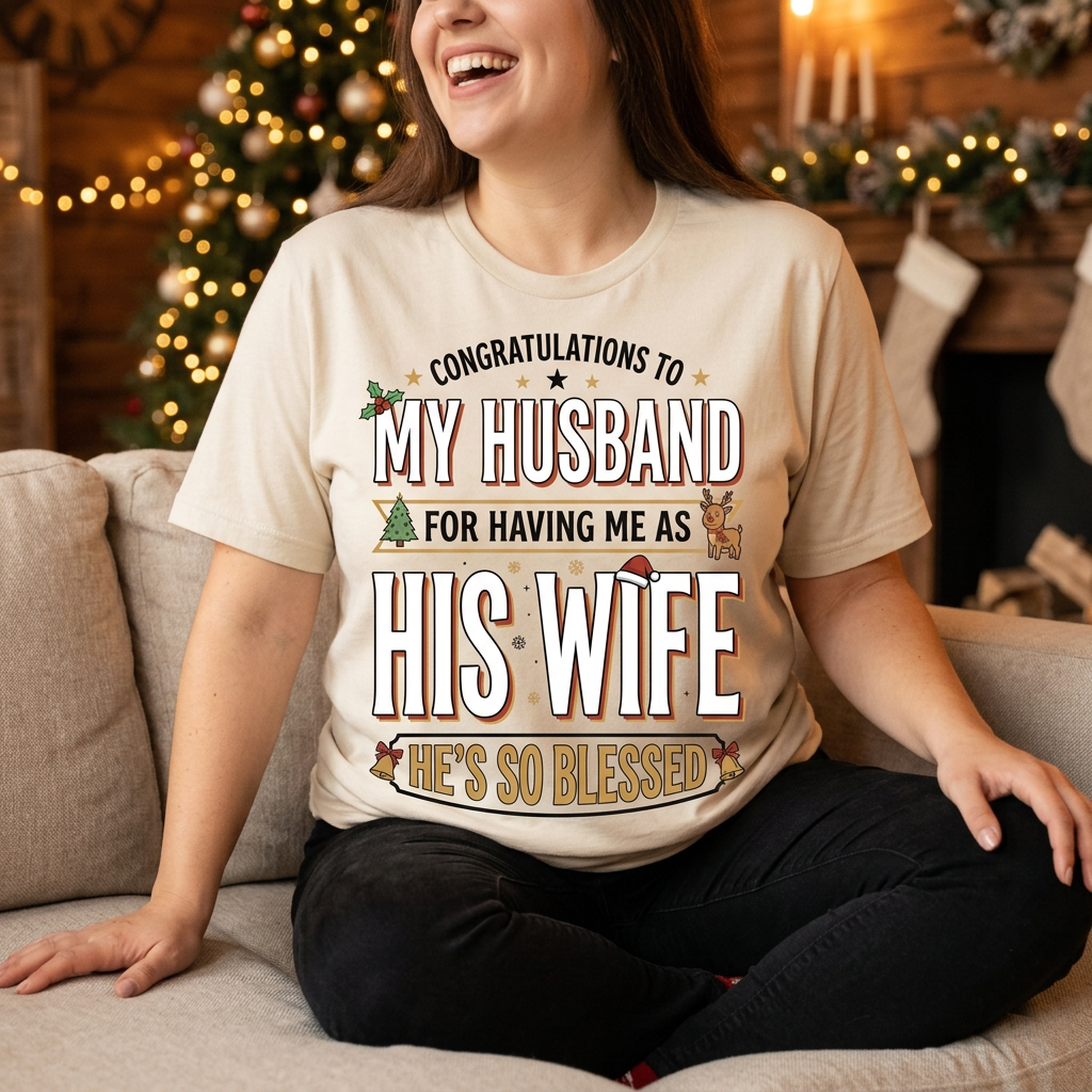 Funny Wife Christmas Shirt – Congratulations to My Husband