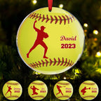 Softball-Liebhaber - Softball - Personalisierter runder Christbaumanhänger