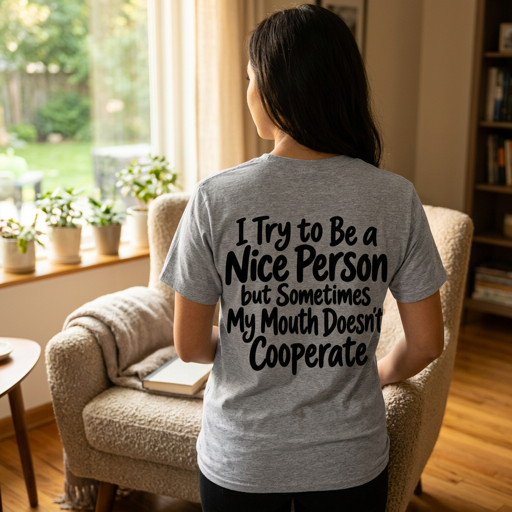 I Try to Be a Nice Person Funny Graphic T-Shirt