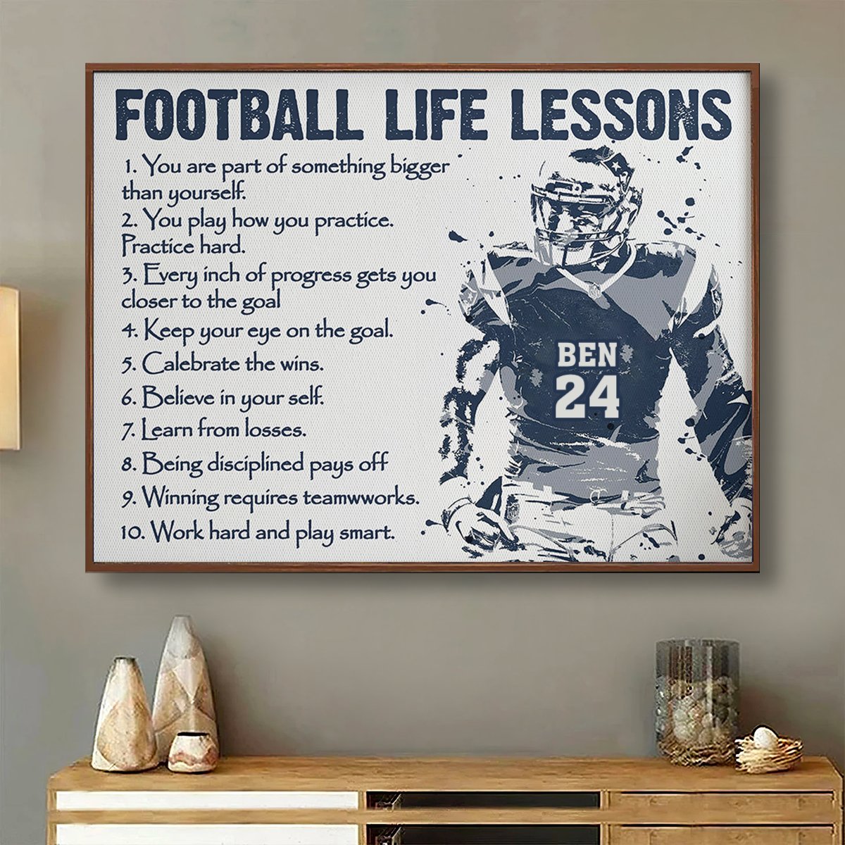 Amateurs de sport - Affiche de football avec nom et numéro personnalisés - Affiche personnalisée