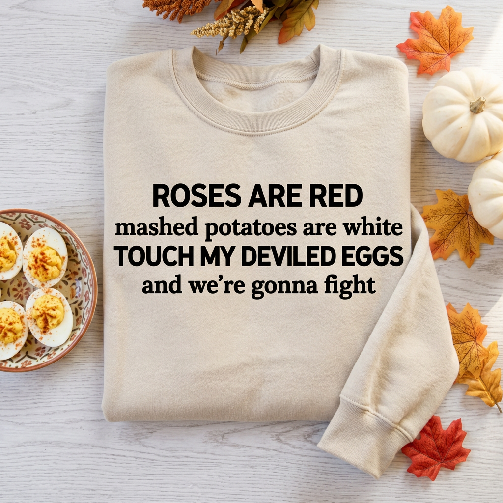 Sweatshirt beige trên nền gỗ