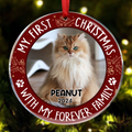 Ornement circulaire en acrylique personnalisé – Photo personnalisée pour les amoureux des animaux pour un premier Noël